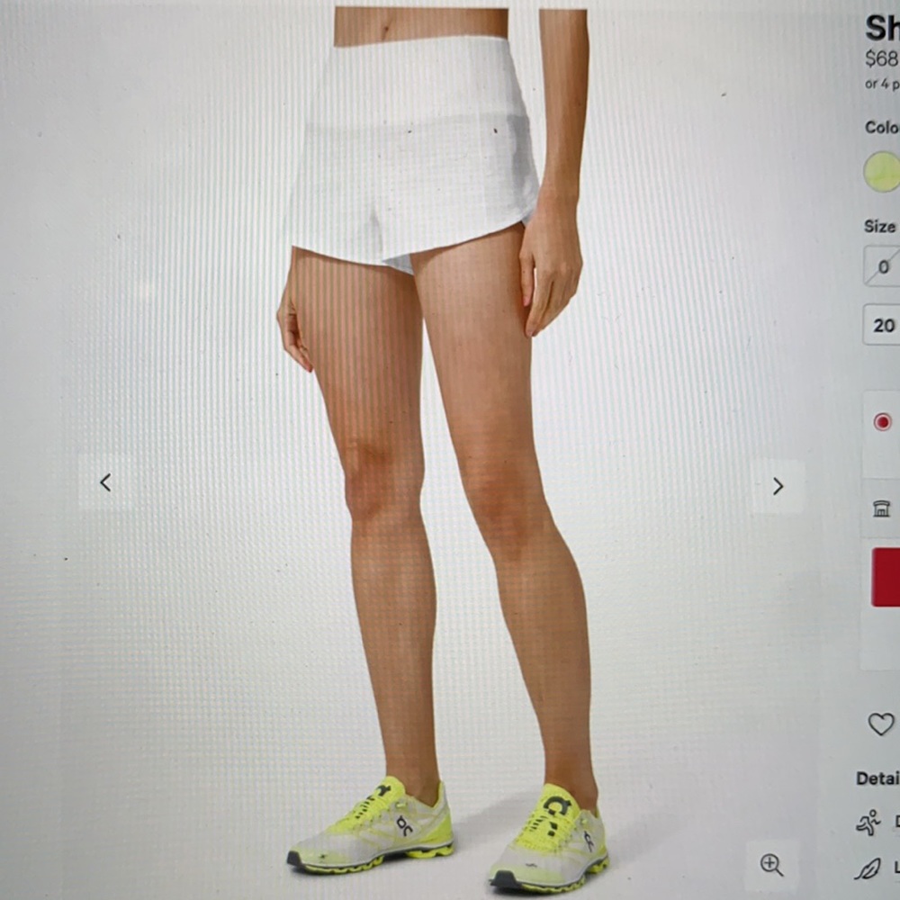 Lululemon white speed up high-rise lined short 2.5”